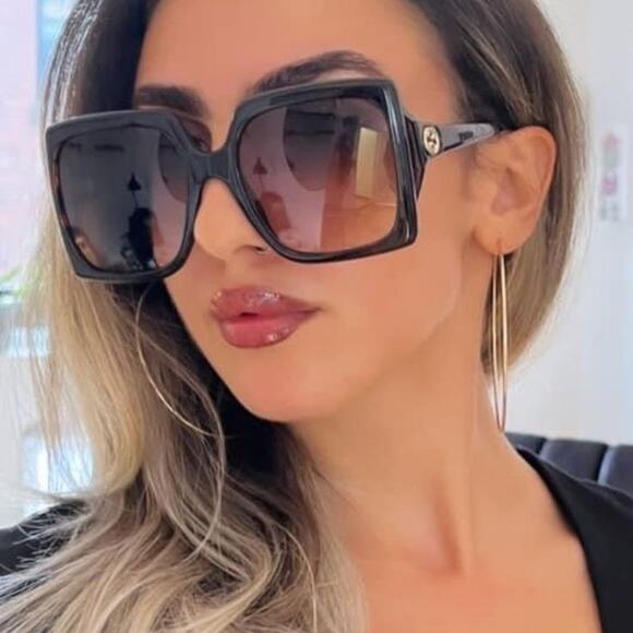 NEW Gucci GG0876S Havana Brown Square Oversized Sunglasses - Picture 1 of 8